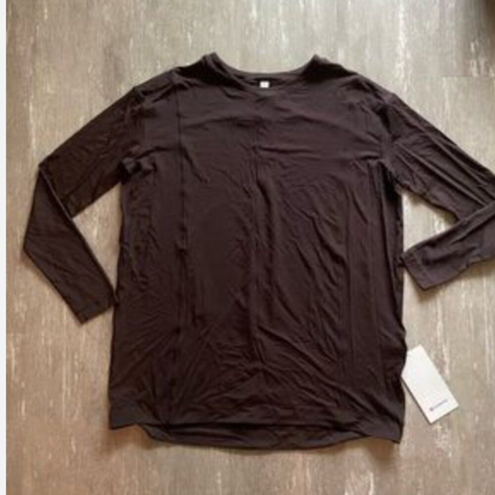 NWT LULULEMON Modal Pleated Back Long Sleeve Shirt FRENCH PRESS BROWN FLOWY 4 6 - Picture 1 of 4